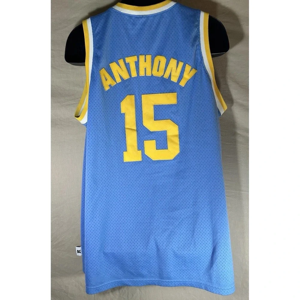 VTG Nike Carmelo Anthony Denver Nuggets Jersey XL +2 Sewn Blue #15 Blue Yellow